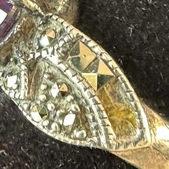 Vintage Judith Jack Amethyst & .925 Sterling Silver & Marcasite Ring Sz 8 READ - Picture 8 of 12